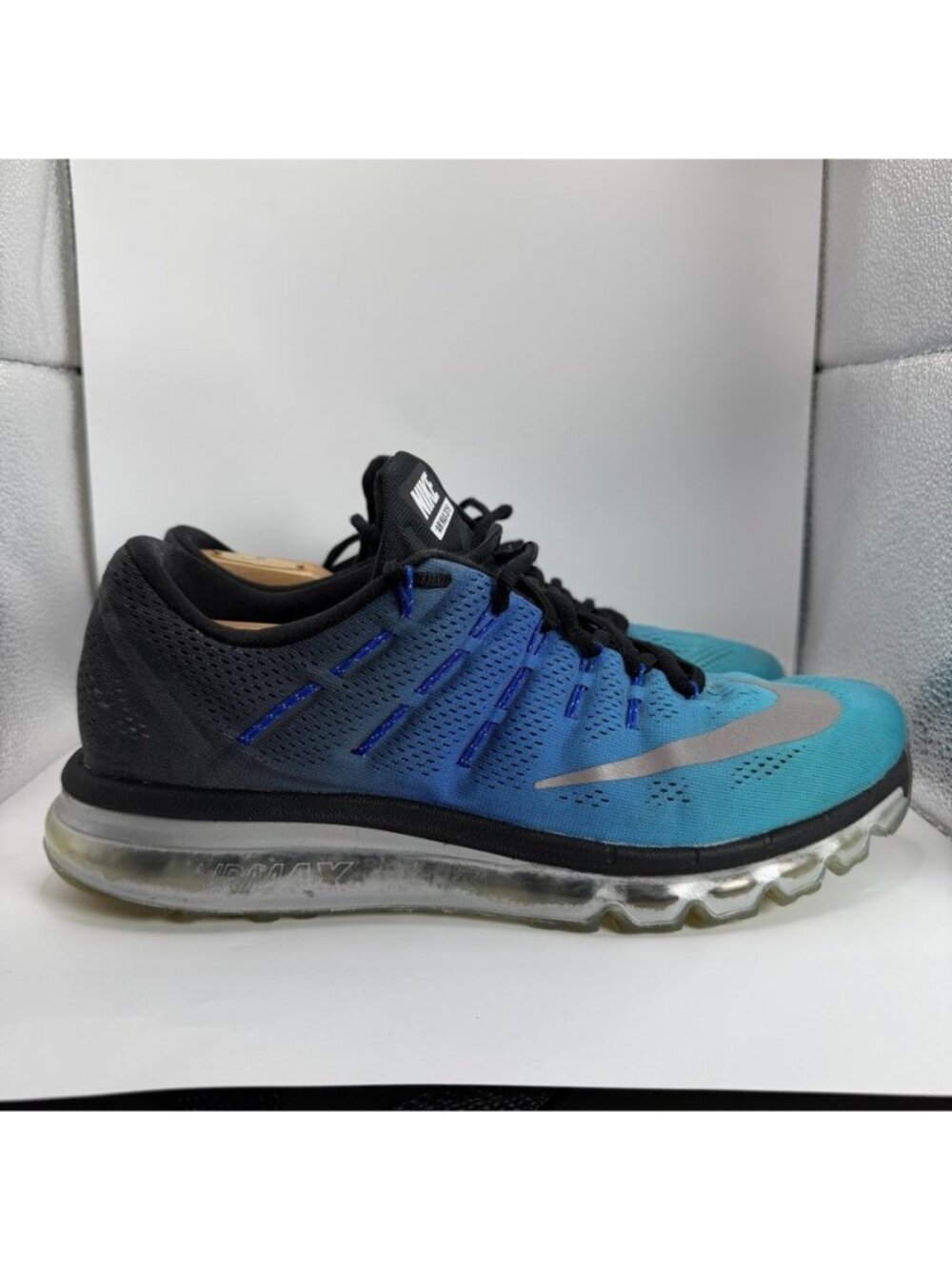 Nike Air Max 2016 Premium Reflective Shoes Mens 11.5 Run Silver Blue 810885-004